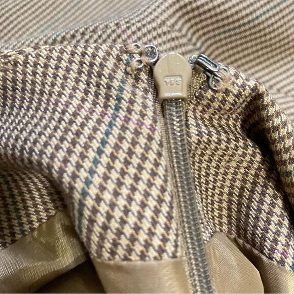 JACLYN SMITH Houndstooth Zip Belted Brown Maxi Career Skirt Womens Size 12 - Picture 8 of 15